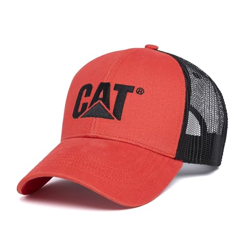 CAT Mens Raised Logo Hat Embroidered Front Mesh Snapback (US Alpha One Size Burnt Ochre)