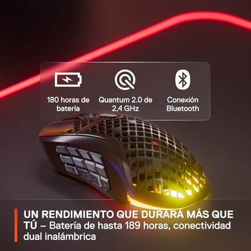 SteelSeries Aerox 9 Wireless - Ratón gaming RGB - Ultraligero resiste al agua - 18 botones - Bluetooth/2,4 GHz - Sensor TrueMove Air 18K DPI - imagen 7