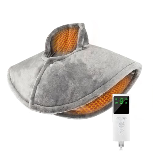 Gray Shoulder and Neck Fatigue Relief Electric Heating Pad, 9 Adjustable Gears, 35 &deg; -75 &deg;, Neck...