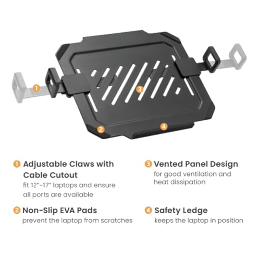 Image of Gadget Wagon 13-17 inch Laptop Desk Stand Spring Arm 360 Degree with Swivel and Tilt, Height Adjustable | Grommet & Clamp Installation 9 Kgs Load Capacity