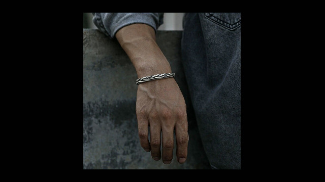 Pulsera ajustable de plata para hombre retro trenzada miniatura 7