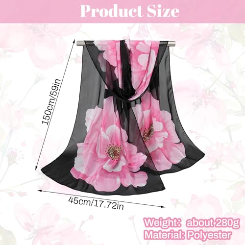6pcs Scarves for Women Lightweight Elegant Floral Pattern Shawls Wraps Spring Summer Fashion Long Thin Scarf Elegant Clothing Accessories2