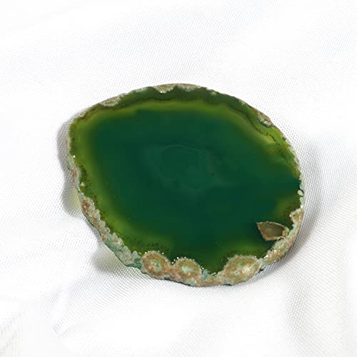 Soulnioi Natural Agate Coasters for Drinks,Geode Stone Coasters Agate Slices Drinkware Bar Glass Coasters for Coffee Table for Home Housewarming Gift (Green) - Image 4