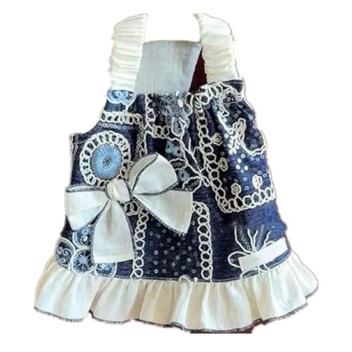 ISUPY かわいい ペット洋服 犬服 猫服 ワンピース 春夏 スカート 涼しい 通気性よい ペットウェア ドッグウェア 女の子 ドレス 日焼き防ぐ 小型犬 中型犬 お散歩 お出掛け (M,ブルー)