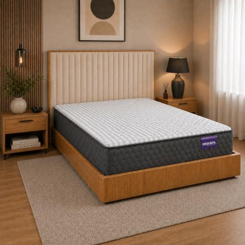 Image of RESTOFIT 72x48x5 Inch Double Size Orthopedic Memory Foam Mattress | Charcoal Gel Cooling Foam with Spine Alignment & Back Support | Breathable Cotton Viscose Soft-Touch Fabric | 11-Year Warranty