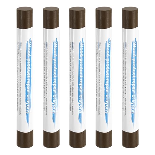 HARFINGTON 5pcs Wood Filler Sticks Wooden Wax Touch Up Furniture Repair Crayons for Scratch Hole Wood, Modern Walnut