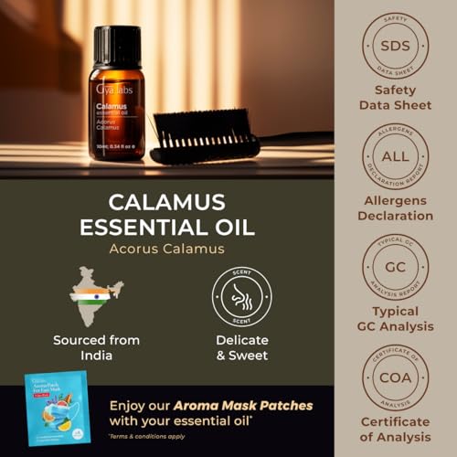 Image of 100% Pure Calamus Essential Oil - 0.34 Fl Oz - Calamus Oil for Hair, Skin, Diffuser, Aromatherapy & DIY Candle Making Scent