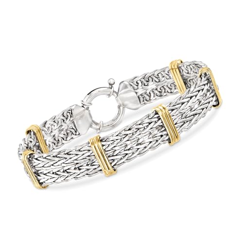 Ross-Simons Two-Tone Sterling Silver Wheat-Link Bracelet