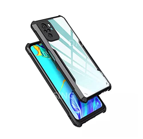 Image of A rtistque Clear Hard Transparent Acrylic Armor Anti-Drop Shockproof TPU Edge Back Cover Case for Redmi Note 10 - Black