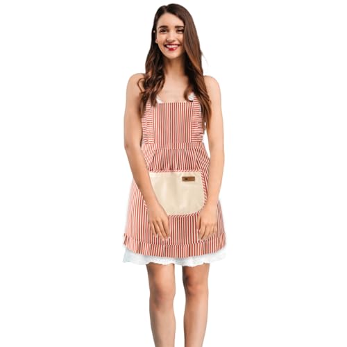 FAIRYGATE Pinafore Apron Dress Retro Adjustable Ruffle Apron Kitchen Cooking Baking Cleaning Maid Costume A1526 - Image 4