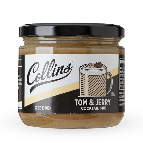 Collins Tom & Jerry Mix, Real Ingredients, Craft Cocktail Mixers, Hot Buttered Rum Style Drink, Bartender Mixer, Drinking Gifts, Home Cocktail bar, 12 oz