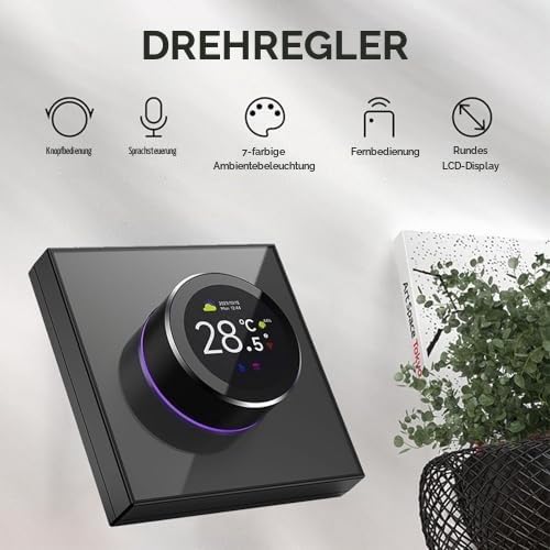 Thermostat, Intelligentes Thermostat für Zuhause – Programmierbarer WLAN-Thermostat – Schnee, Bluetooth-Thermometer mit 1,32-Zoll-TFT-Bildschirm, Steuerung über Mobiltelefon