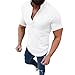 Soupliebe Hemden Herren Kurzarm Sommer Henley Shirt Classic Urlaub Freizeithemd Mit Knöpfe Vintage Männer Modern Leinenshirt Lässig Sommer Hemden Sommerhemd Kurzarmhemd T Shirts Men Shirts, Weiß, S