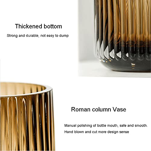 Glazen vaas, Scandinavische minimalistische kristalheldere bloemenvaas, decoratieve vaas, Romeinse zuilenvaas, bloemenarrangement, decoratie ornamenten voor thuiskantoor, cadeau voor bruiloft, housewarming party - Afbeelding 5