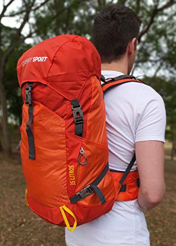 MOCHILA RESISTENTE 35L IMPERMEÁVEL CAMPING TRILHA VIAGEM PESCA MOTOBOY Cor:Laranja