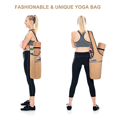 WIOR-Yoga-Mat-Bag-Cork-Yoga-Mat-Carrier-Stylish-Yoga-Mat-Tote-with-Pockets-Bag-Carrying-Bag-for-Yoga-Mat-and-Accessories-for-Women-Men-35-x-135-inch