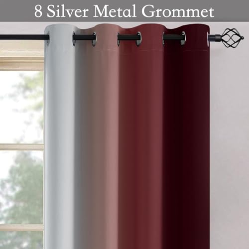 Image of SimpleHome Ombre Curtains Red to Grey White for Living Room 52Wx36L | Room Darkening Curtains for Bedroom,Gradient Light Blocking Curtain,Thermal Insulated Grommet Window Drapes,2 Panels,36 Inch