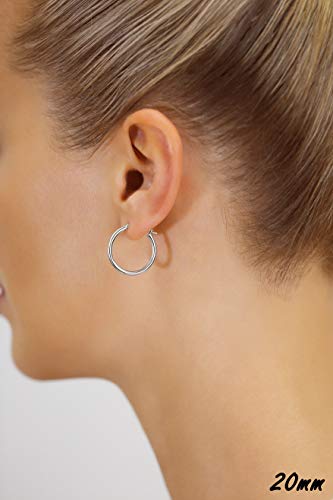 Image of 14k White Gold Classic Round Hoop Earrings