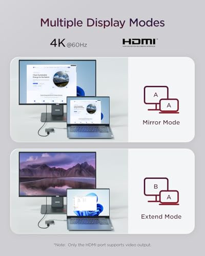 Image of Lenovo USB-C 5-in-1 Travel Hub, 90W Power Delivery, 4K 60Hz HDMI, Dual USB-C and USB-A Ports, Plug and Play, Compact, Silver Grey