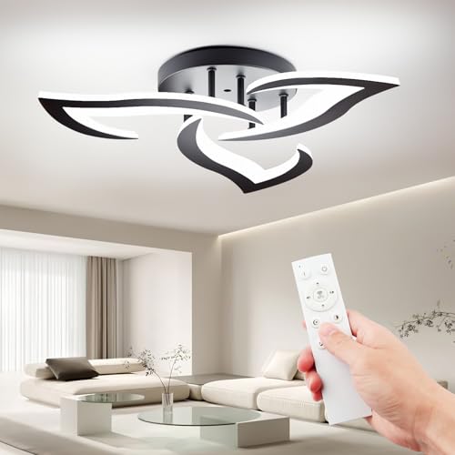 La Mejor Selección de Iluminación de techo - solo los mejores. 48 50cm LED Lámpara de Techo, Regulable 3 Cabeza Flor Forma de Luces de Techo, 3000K-6500K Moderna Luz de Techo de Iluminación Interior con Mando a Distancia para Sala, Dormitorio,...