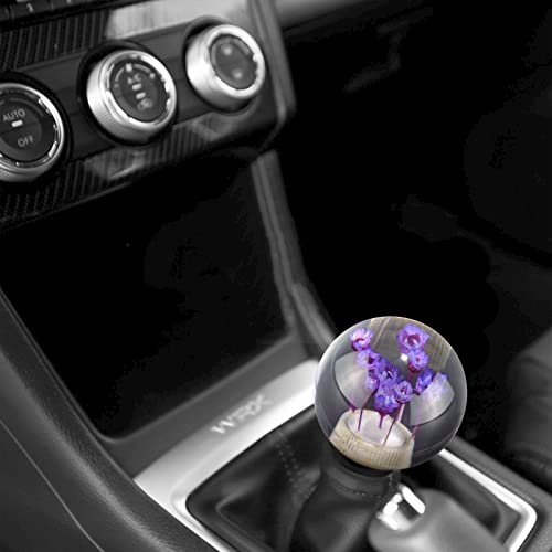 Ezauto Wrap Flower Purple Auto Car Shift Knob Round Ball Weighted Manual Gear Stick Shifter Adapter Jdm Universal #TOP5