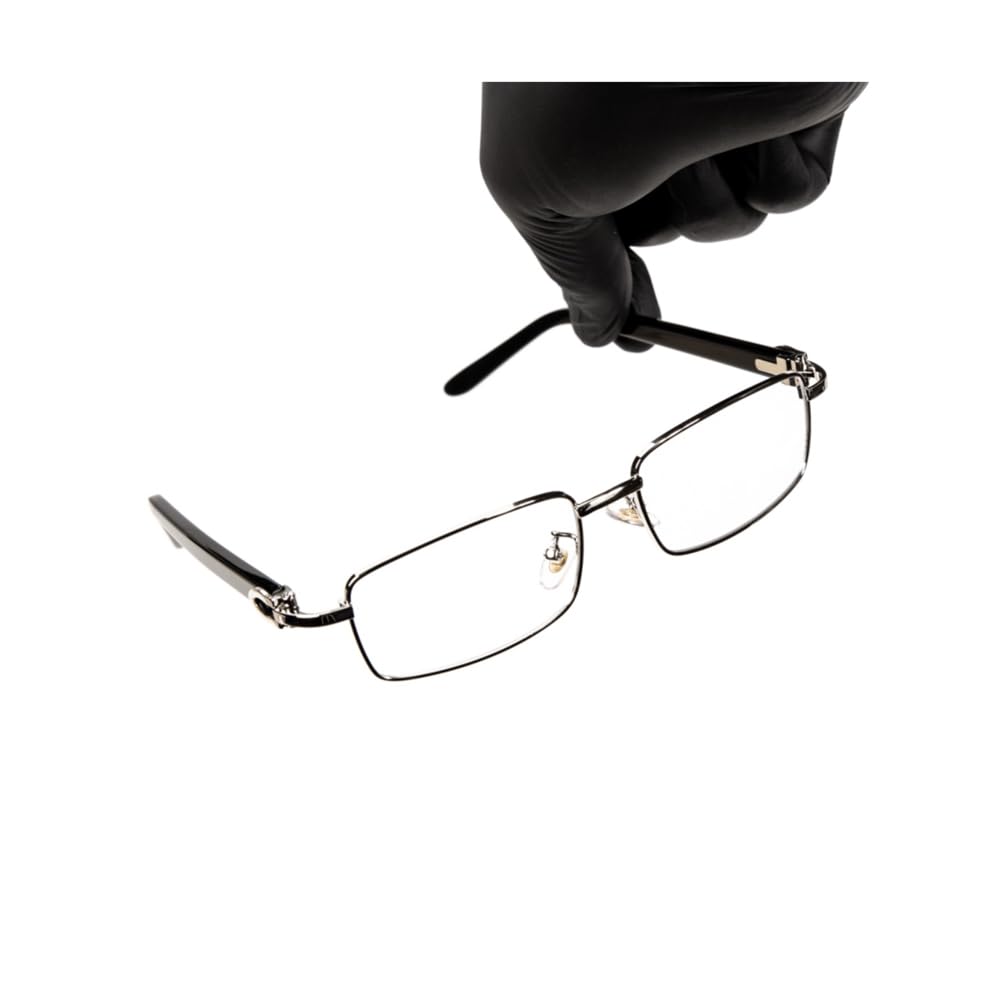 Street Knitted Retro 90's Luxury Men's Classic Rectangle Full Silver Metal Frame Eye Glasses Vintage Black Arm Square Hip Hop Clear Lens Eye Glasses For Men