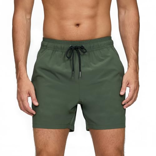 Aisprts Bañador Hombre con Bolsillos con Cremallera Bañador Natacion Repelente al Agua de Secado Rápido Pantalones Cortos Hombre con Forro de Malla y Cordón de Ajuste