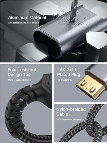 Image of 4K Mini HDMI Adapter 2.1 Mini HDMI Male to Standard HDMI Female Adapter Convertor Support 8K@60Hz, 4K@144Hz, 2K@240Hz (Cable)