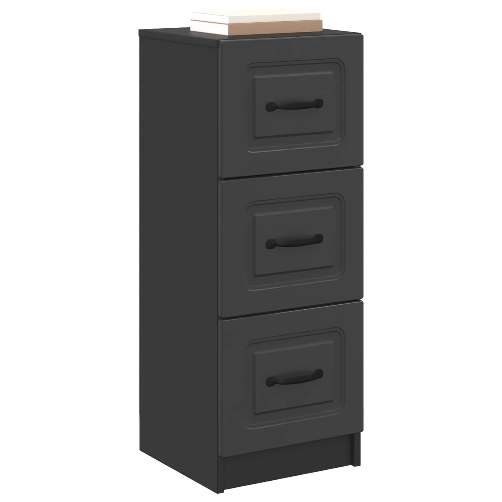 Schrank mit Schubladen, schwarz, 33 x 34,5 x 87 cm, aus technischem Holz | 3 Schubladen, ergonomische Griffe, rechteckiges Design, einfache Wartung, vielseitige Verwendung