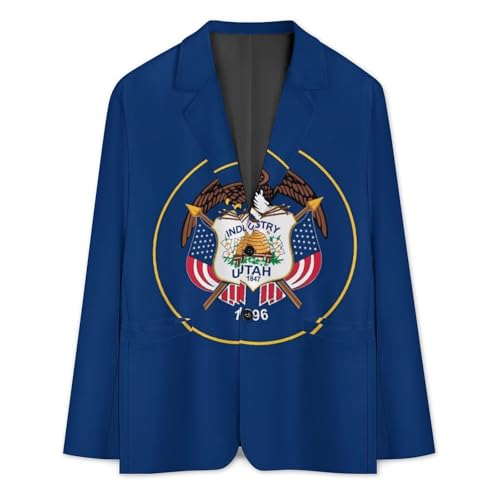 Utah State Flag Men's Casual Blazers Slim Fit Sport Coats Blazer Two Buttons Suit Jacket for Work Party3