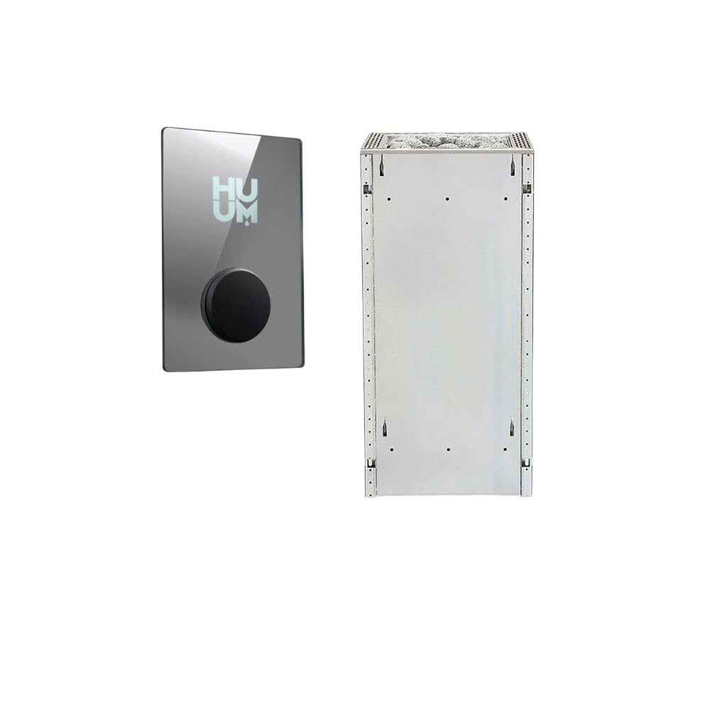HUUM CORE6 6.5KW Series, Sauna Heater, Customizable Exterior with Control (Sauna Stones Included) (6.5kW Naked - Stainless Steel Inlay, UKU WiFi - Mirror)