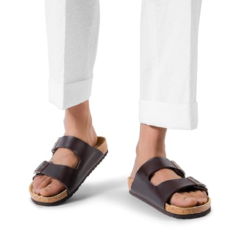 Image of Bruno Marc Men's Cork footbed Sandal Beach Slides with Adjustable Buckle Straps