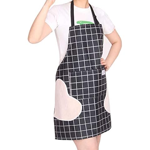 Geounzay Aprons for Men, Cooking Kitchen Aprons, Waterproof Oil-Proof Adjustable Bib Cooking Aprons with Pockets for Women Men Dishwashing Baking Grill Restaurant Durable Black(Large) Cover