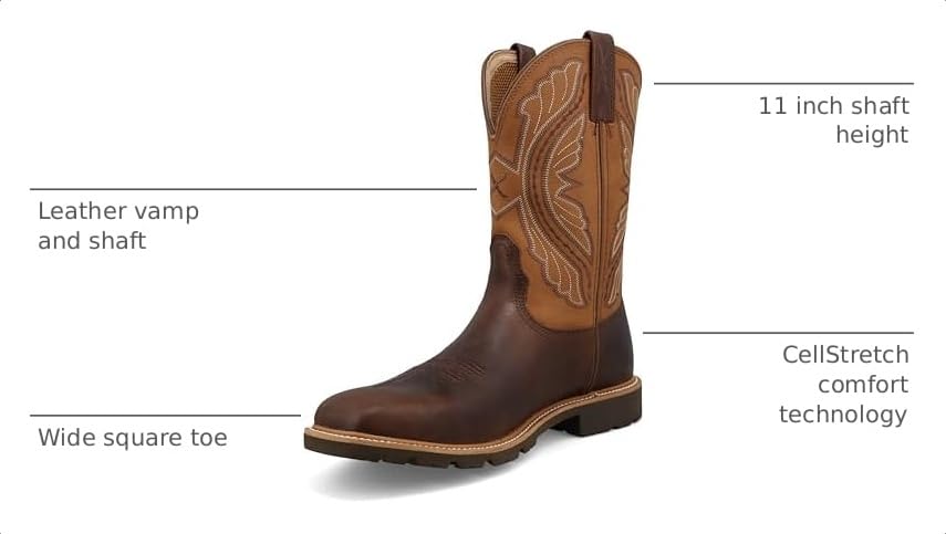 Image of Twisted X Men's 11 inch Tech X Boot, Wide Square Toe with CellStretch and Tech