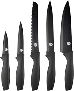 Set 5 Couteaux de Cuisine MasterChef, Inox Antiadhésif et Manches Ergonomiques