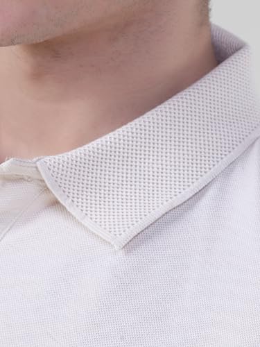 Image of TURMS Men's Casual Solid Polo T-Shirt, Odor Control, Stretchable & Breathable, Cotton Blend Fabric, Collared Neck, Half Sleeve