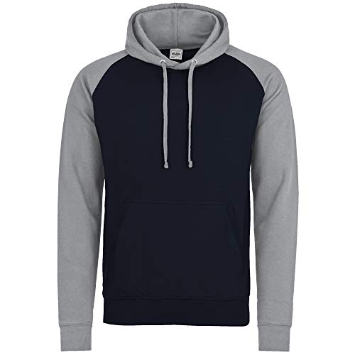 Image of AWDis Men's Baseball Hoodie, Multicoloured (Oxford Navy/Heather Grey), XX-Large