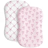CroBlissful 2 Pack Pink Bow Baby Lounger Cover Stretchy and Soft Infant Lounger Cover Breathable and Soft Baby Nest Slipcover for Boys Girls