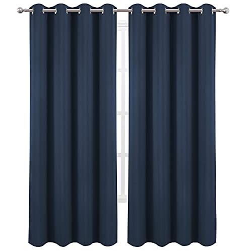 Image of LEMOMO Navy Blue Blackout Curtains 52 x 84 inch /Set of 2 Curtain Panels Room Darkening Bedroom Curtains