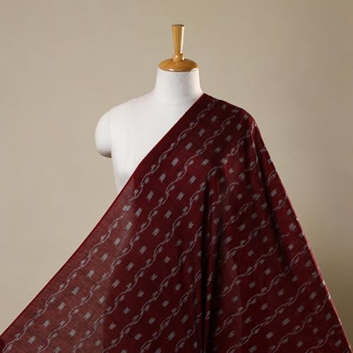 Image of Premium Sambalpuri Ikat Weave Pure Handloom Cotton Shirt Fabric Authentic Odisha Traditional Tie-Dye Craft, Soft & Breathable Natural Cotton Material for Custom Tailoring, Casual & Formal Wear