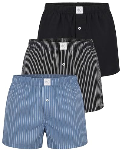 Image of Real Essentials 3 Pack: Men's Woven Cotton Poplin Lounge Shorts Sleep Casual Comfy Loose Fit Elastic Waist PJ Bottoms Pockets