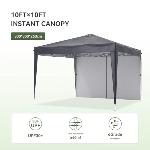 Aoxun 3m x 3m Pop Up Gazebo with Sides, Metal Frame Shelter Tent for Outdoor Garden Party, with Mesh Windows & 4 Sandbags & Carry Bag, Grey - Image 2