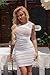 GOKATOSAU Women's Summer Sleeveless Round Neck Mesh Full Ruched Bodycon Mini Dress White