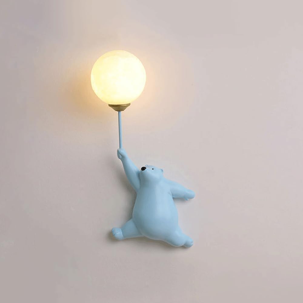 KXEcoLife Children's Room Wall Light Bear Sconce Indoor Cartoon Lamp, G9 Lighting Fixtures Resin Headboard Fixtures, Boys Girls Nursery Sconces
