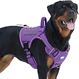 AUROTH Tactical Dog Harness for Large Dogs - Purple, No Pull, Adjustable, Reflective, Molle System for Gear Carrying