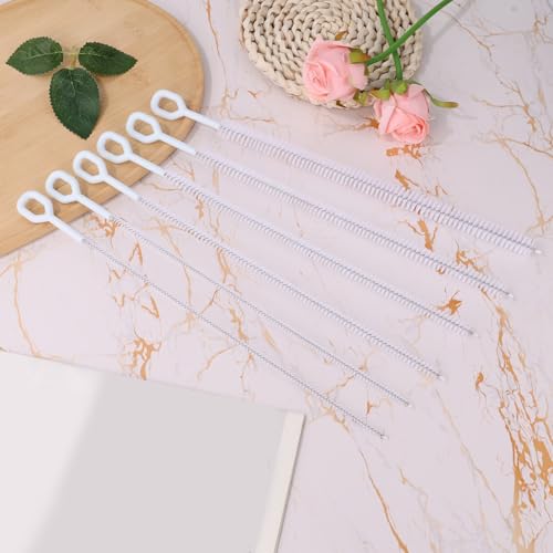 Image of 6pcs Straw Cleaner Brush Set, 12.6 Inch Cleaning Brush Extra Long Reusable Water Bottle Pipe Cleaner Bendable Cleaning Tool for Metal Silicone Plastic Glass Straws Tubes (White)