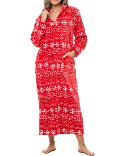 Image of Alexander Del Rossa Long Zip Up Robes, Plush Zipper Robes for Plus Size, Housecoats Zipper Front