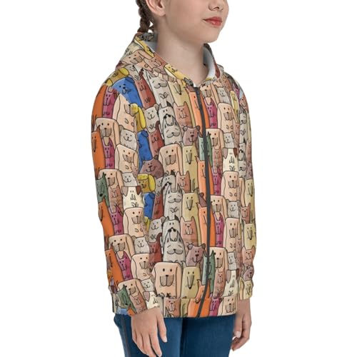 Funny Dogs Family Kid Hoodies Boys Zip Up Sweatshirts Girls Pullover with Pocket4