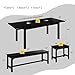 iPormis 5-Piece Dining Table Set for 4-8 People, Extendable Kitchen Table Set with 2 Benches and 2 Square Stools, Mid-Century Dining Room Table with Metal Frame & MDF Board, Saving Space, Black