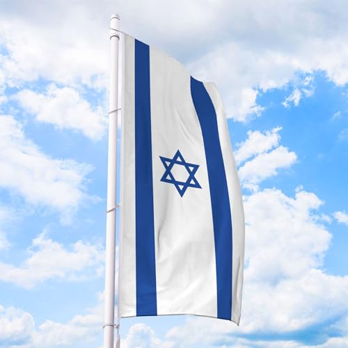 Israel Flagge 150 x 400 cm - für Fahnenmast, Israelfahne aus reißfestem Fahnen-Polyester-Stoff, Hissfahne Hochformat wetterfest und UV-beständig